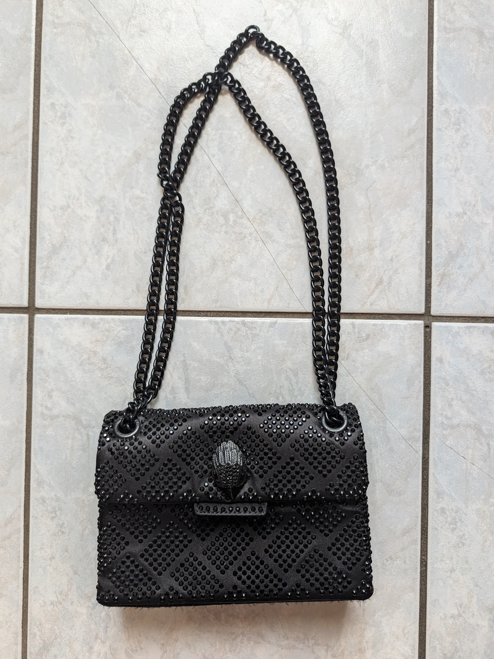 Kurt Geiger Black Studded Mini Chain Shoulder Bag